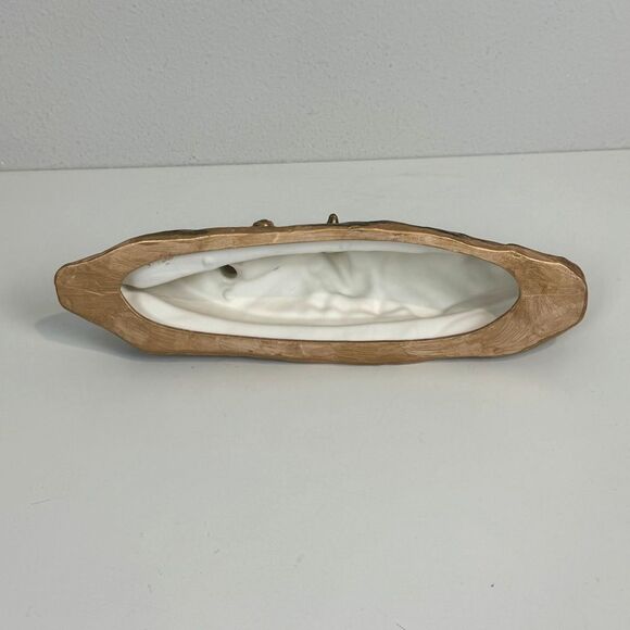 Vintage Handmade Ceramic Bisque Native American Indian Painted Canoe Figurine - Picture 6 of 9